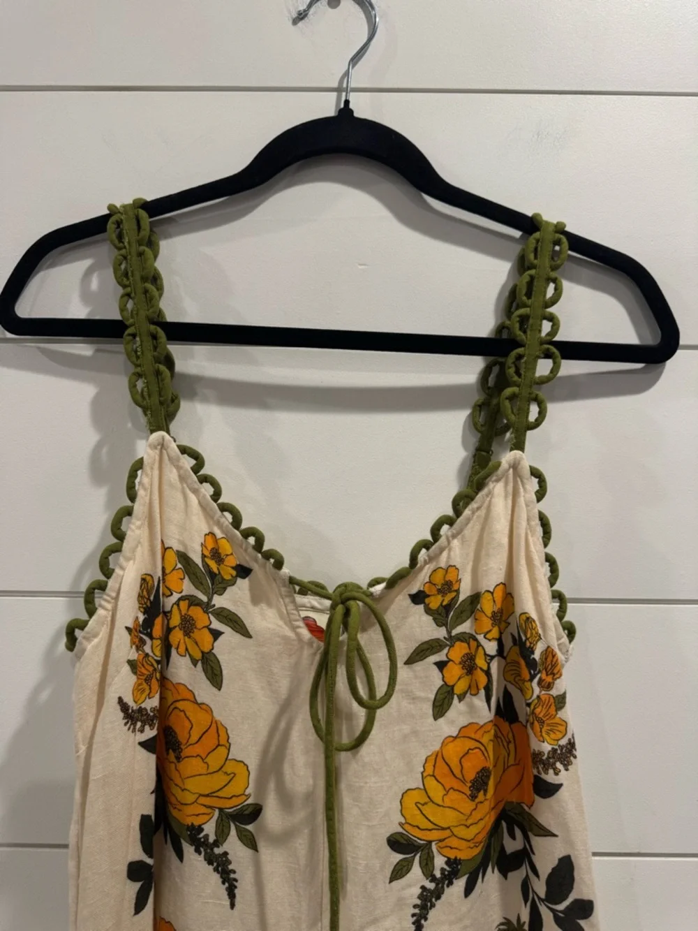 Farm Rio v neck A line cream yellow green floral maxi dress - Picture 5 of 13